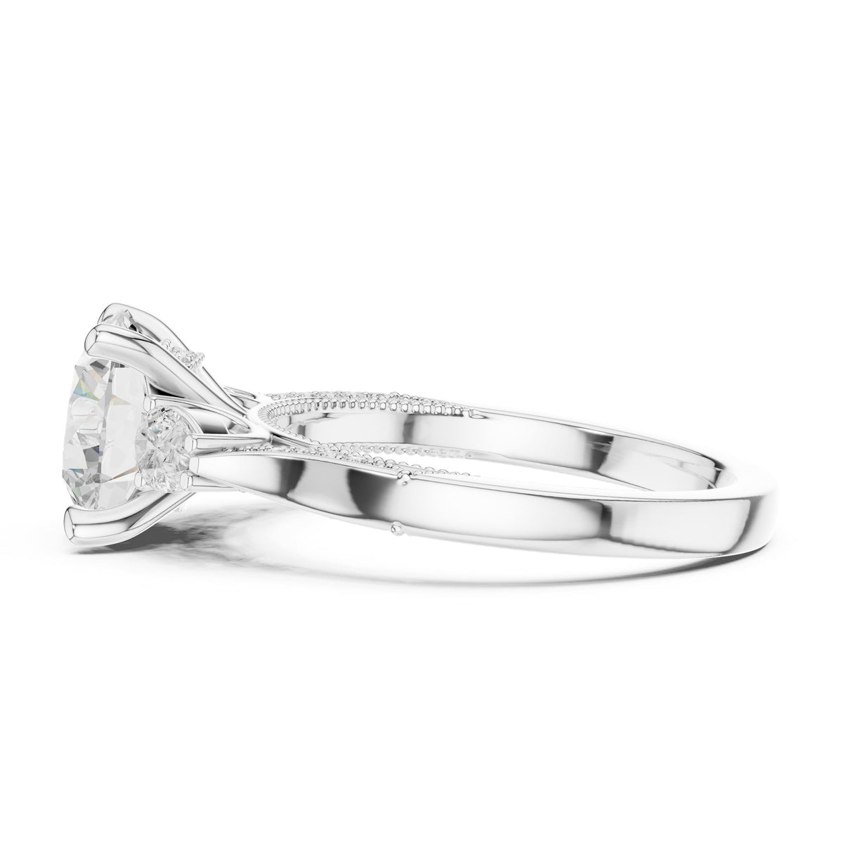 Round Three Stone Lab Grown Diamond Engagement Ring