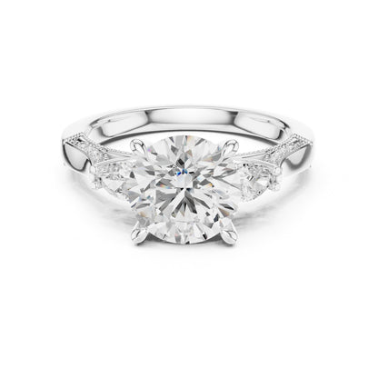 Round Three Stone Lab Grown Diamond Engagement Ring