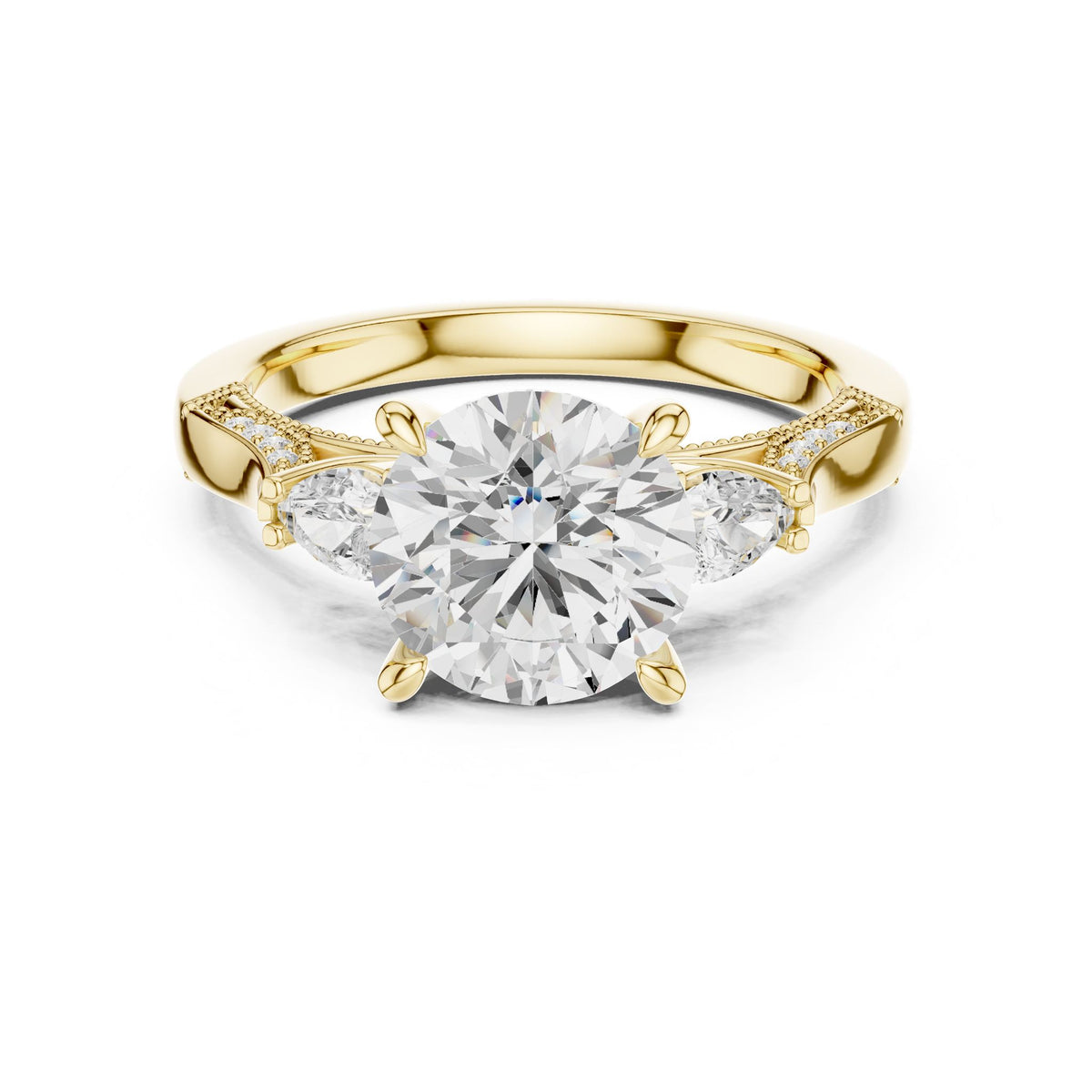 Round Three Stone Lab Grown Diamond Engagement Ring