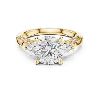 Round Three Stone Lab Grown Diamond Engagement Ring