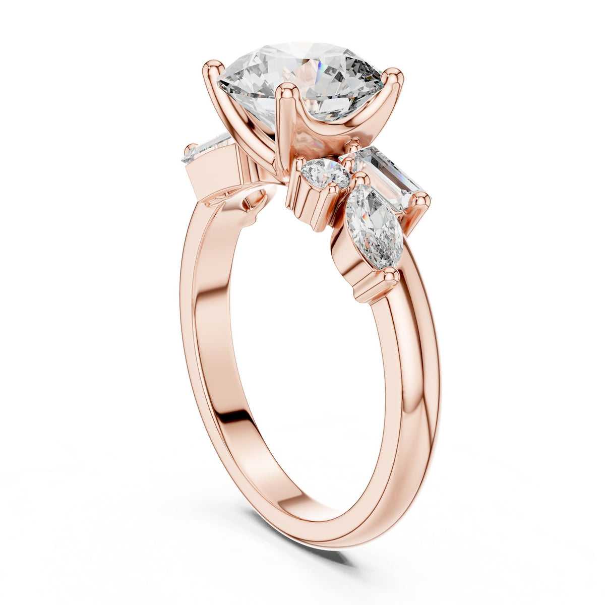 Round Three Stone Lab Grown Diamond Engagement Ring