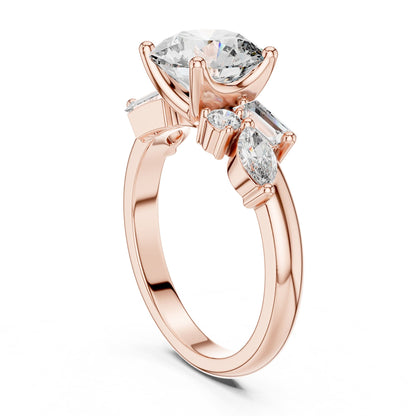 Round Three Stone Lab Grown Diamond Engagement Ring