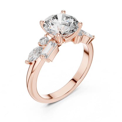 Round Three Stone Lab Grown Diamond Engagement Ring