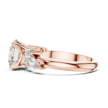 Round Three Stone Lab Grown Diamond Engagement Ring