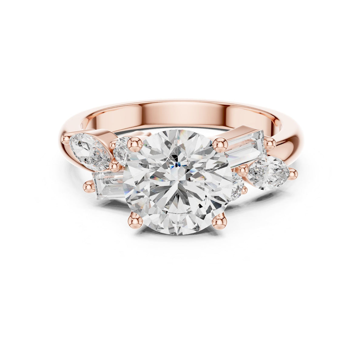 Round Three Stone Lab Grown Diamond Engagement Ring