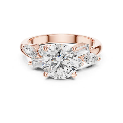 Round Three Stone Lab Grown Diamond Engagement Ring