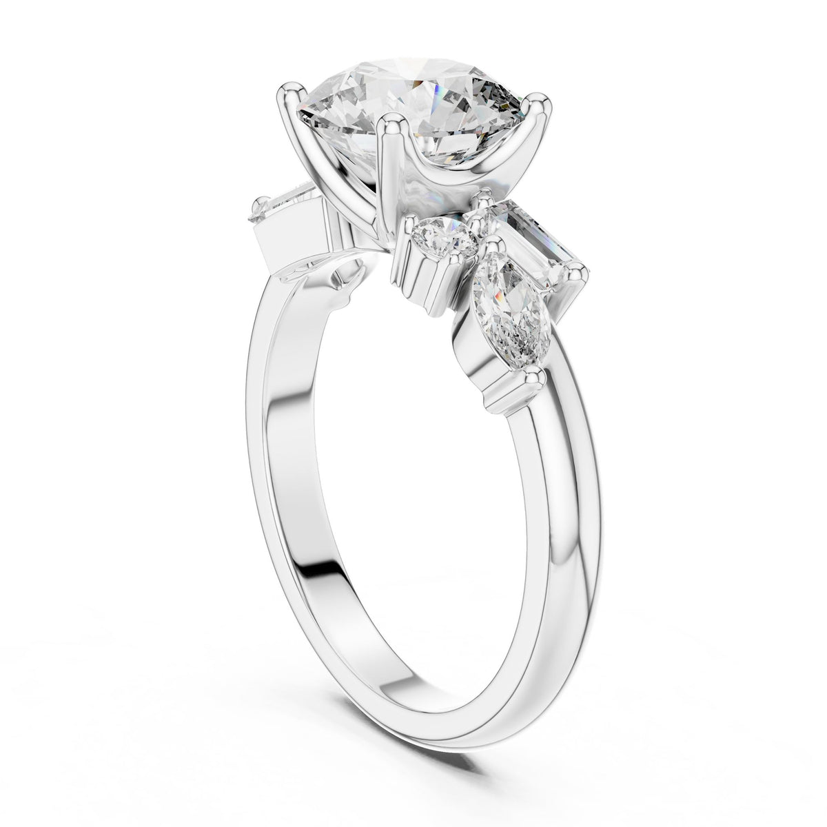 Round Three Stone Lab Grown Diamond Engagement Ring