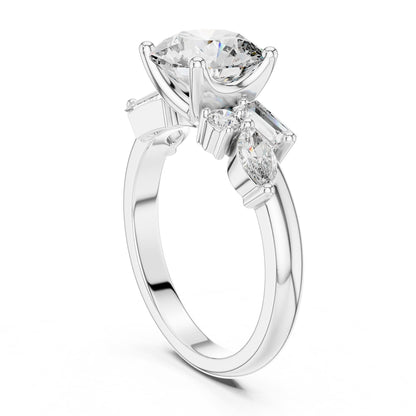 Round Three Stone Lab Grown Diamond Engagement Ring