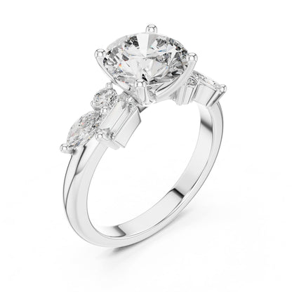 Round Three Stone Lab Grown Diamond Engagement Ring