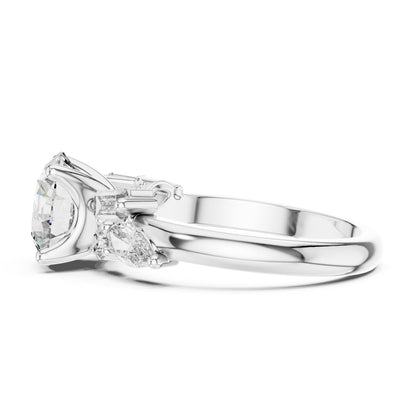 Round Three Stone Lab Grown Diamond Engagement Ring