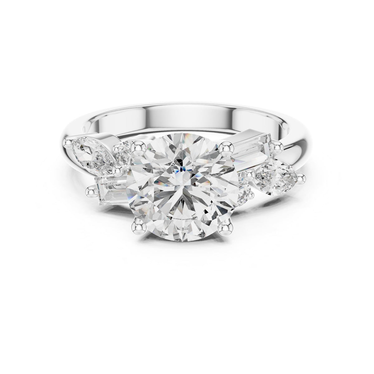 Round Three Stone Lab Grown Diamond Engagement Ring