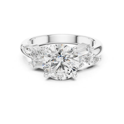 Round Three Stone Lab Grown Diamond Engagement Ring