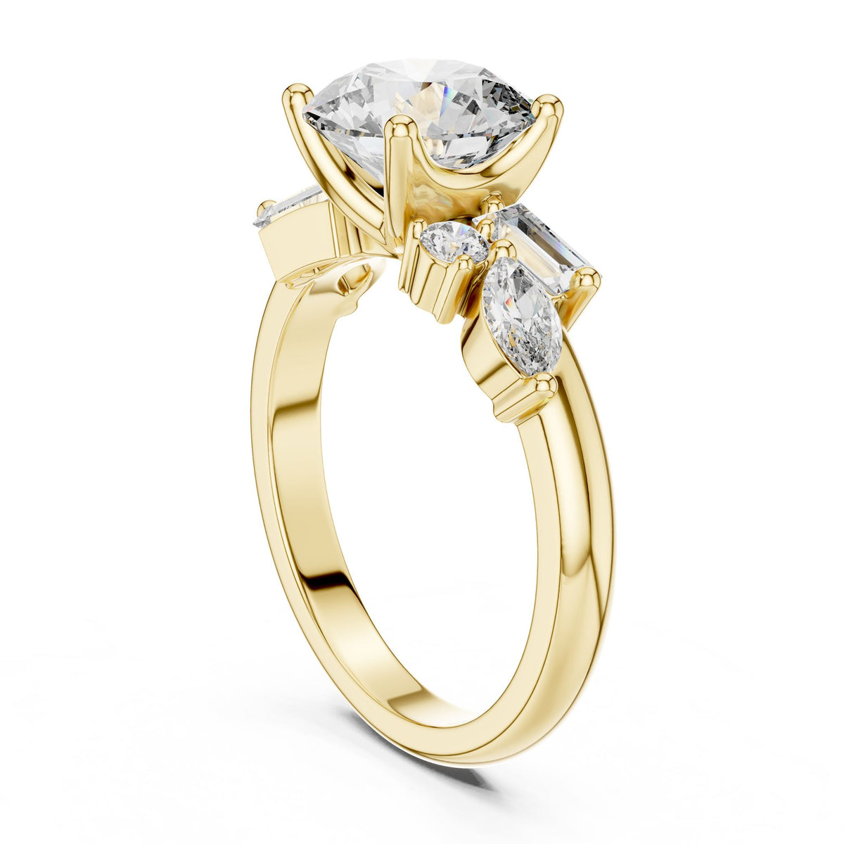 Round Three Stone Lab Grown Diamond Engagement Ring