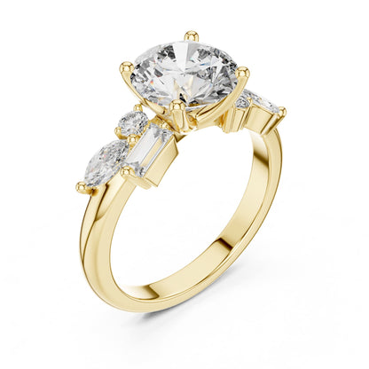 Round Three Stone Lab Grown Diamond Engagement Ring