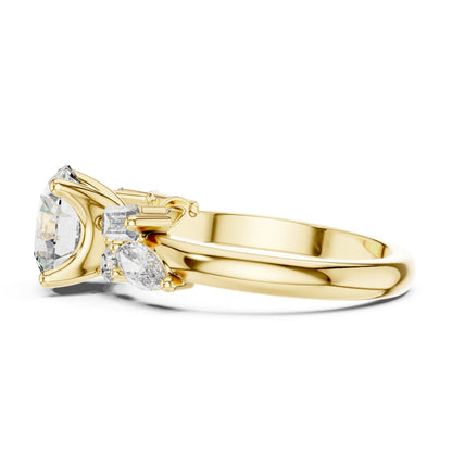 Round Three Stone Lab Grown Diamond Engagement Ring