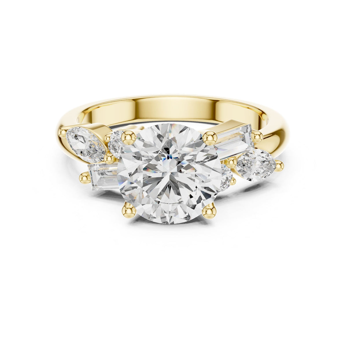 Round Three Stone Lab Grown Diamond Engagement Ring