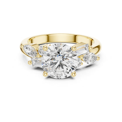 Round Three Stone Lab Grown Diamond Engagement Ring