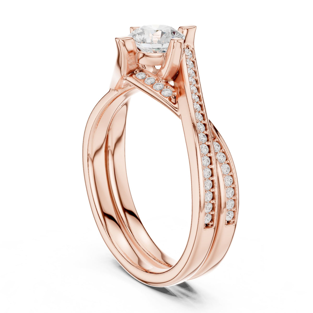 Round Twist Lab Grown Diamond Engagement Ring