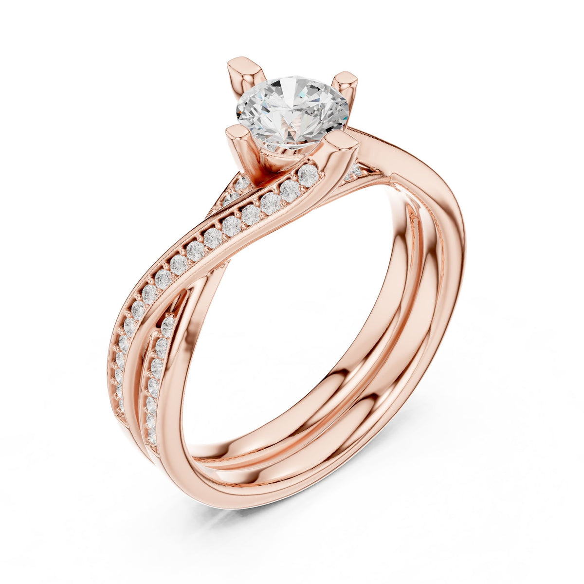 Round Twist Lab Grown Diamond Engagement Ring