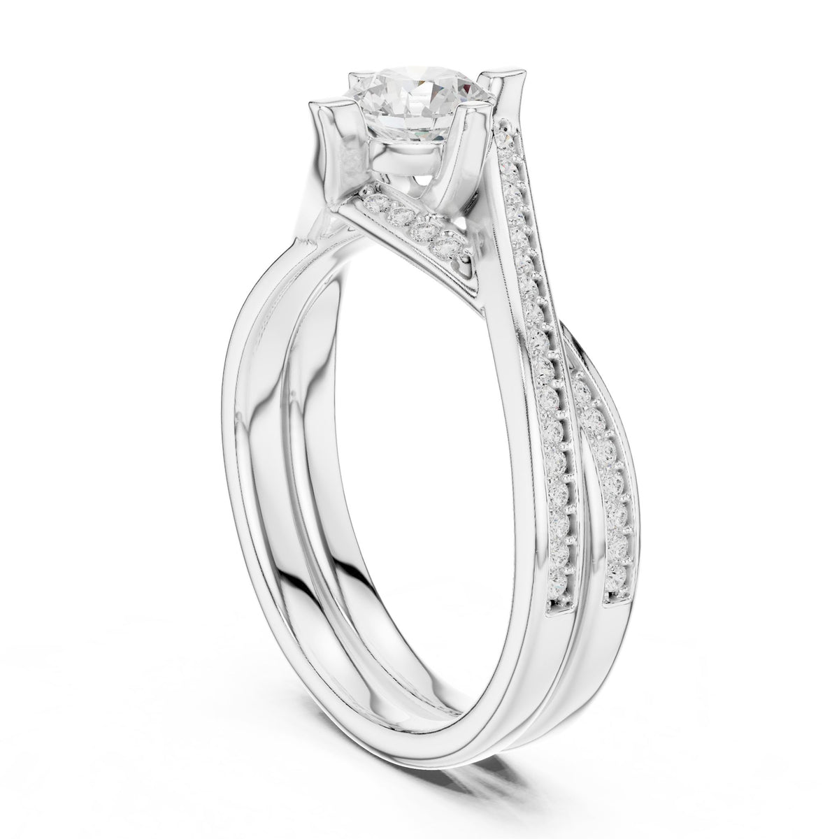 Round Twist Lab Grown Diamond Engagement Ring
