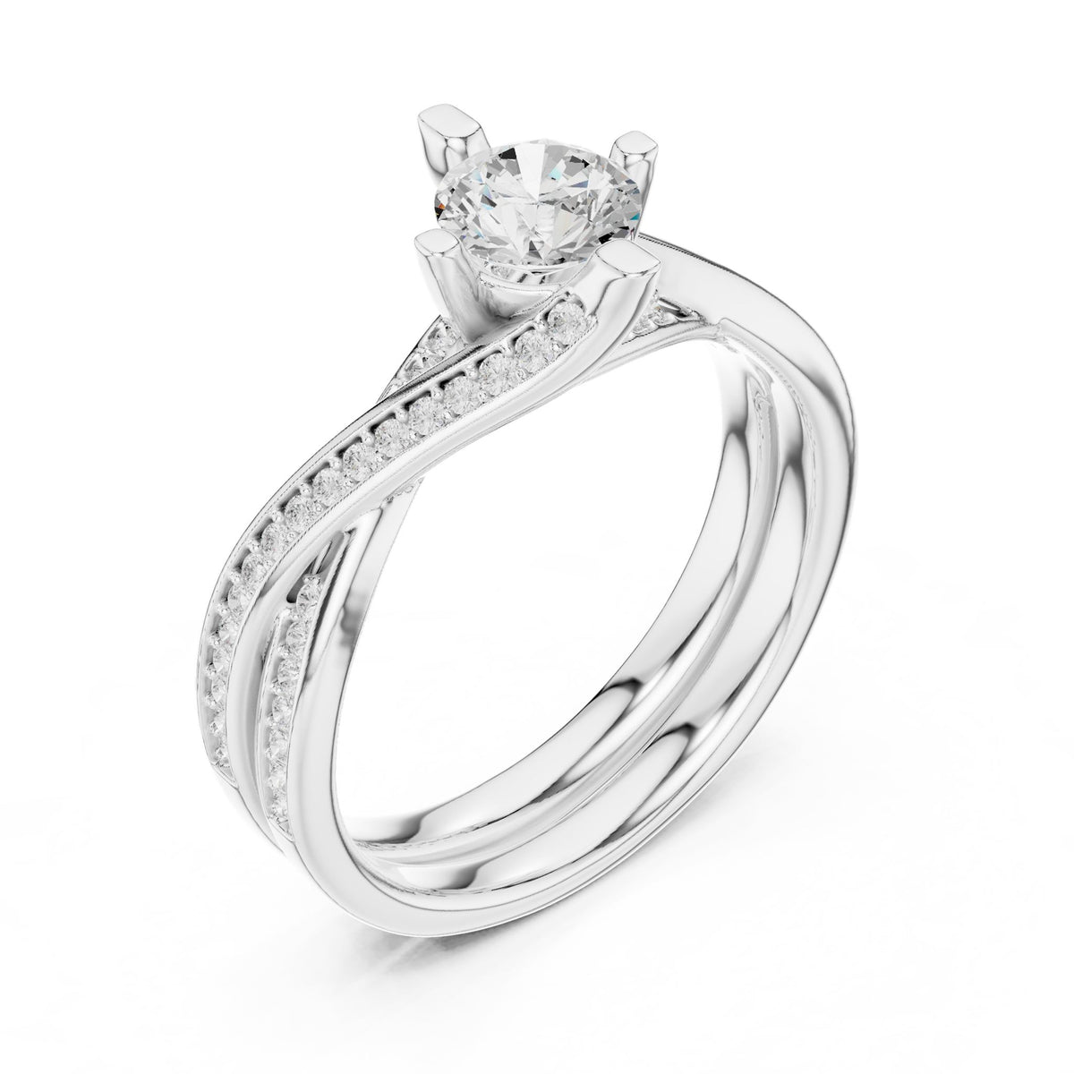 Round Twist Lab Grown Diamond Engagement Ring