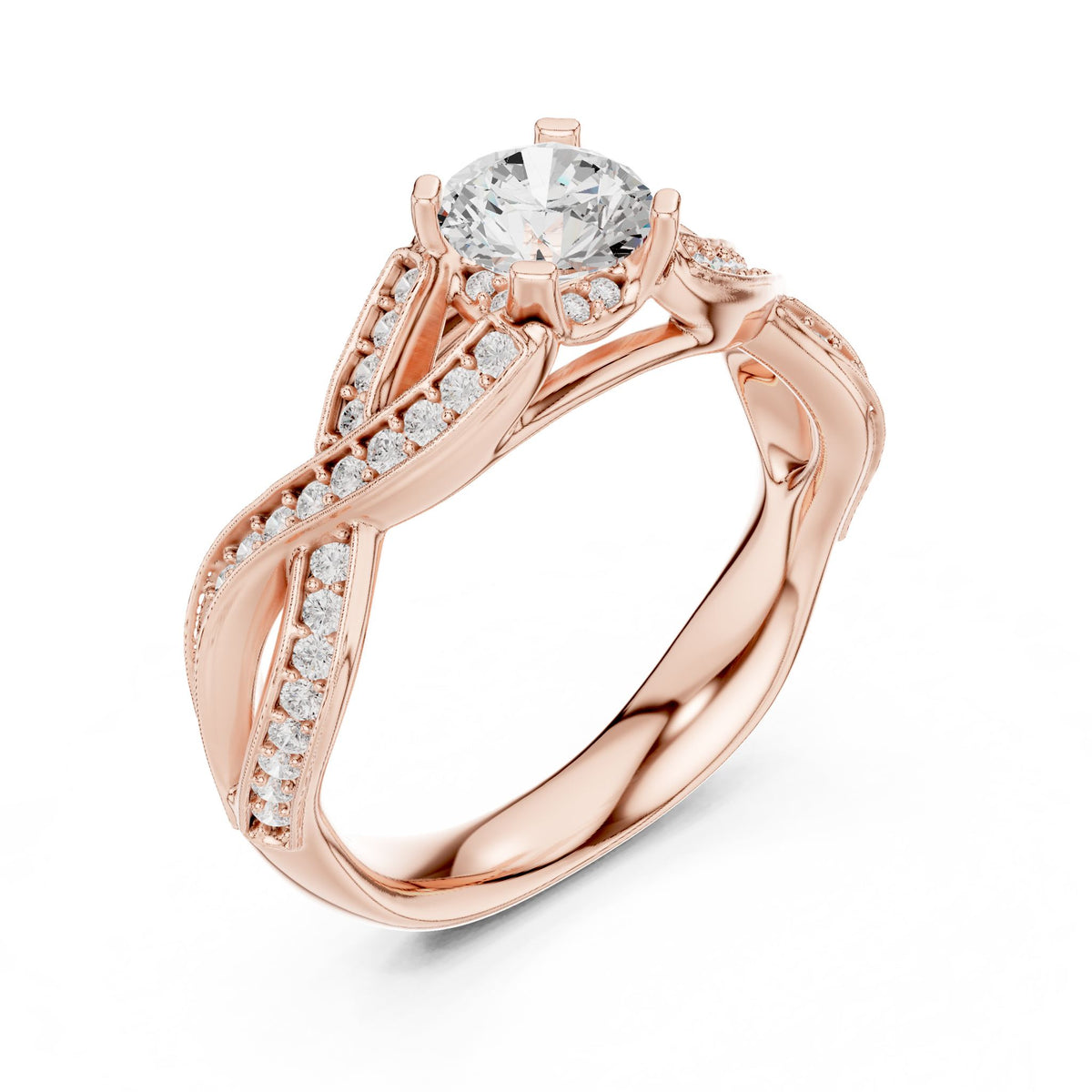Round Twist Lab Grown Diamond Engagement Ring
