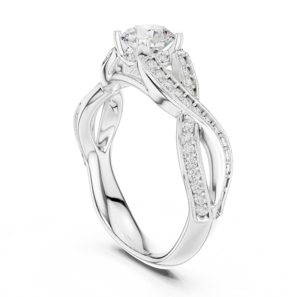 Round Twist Lab Grown Diamond Engagement Ring
