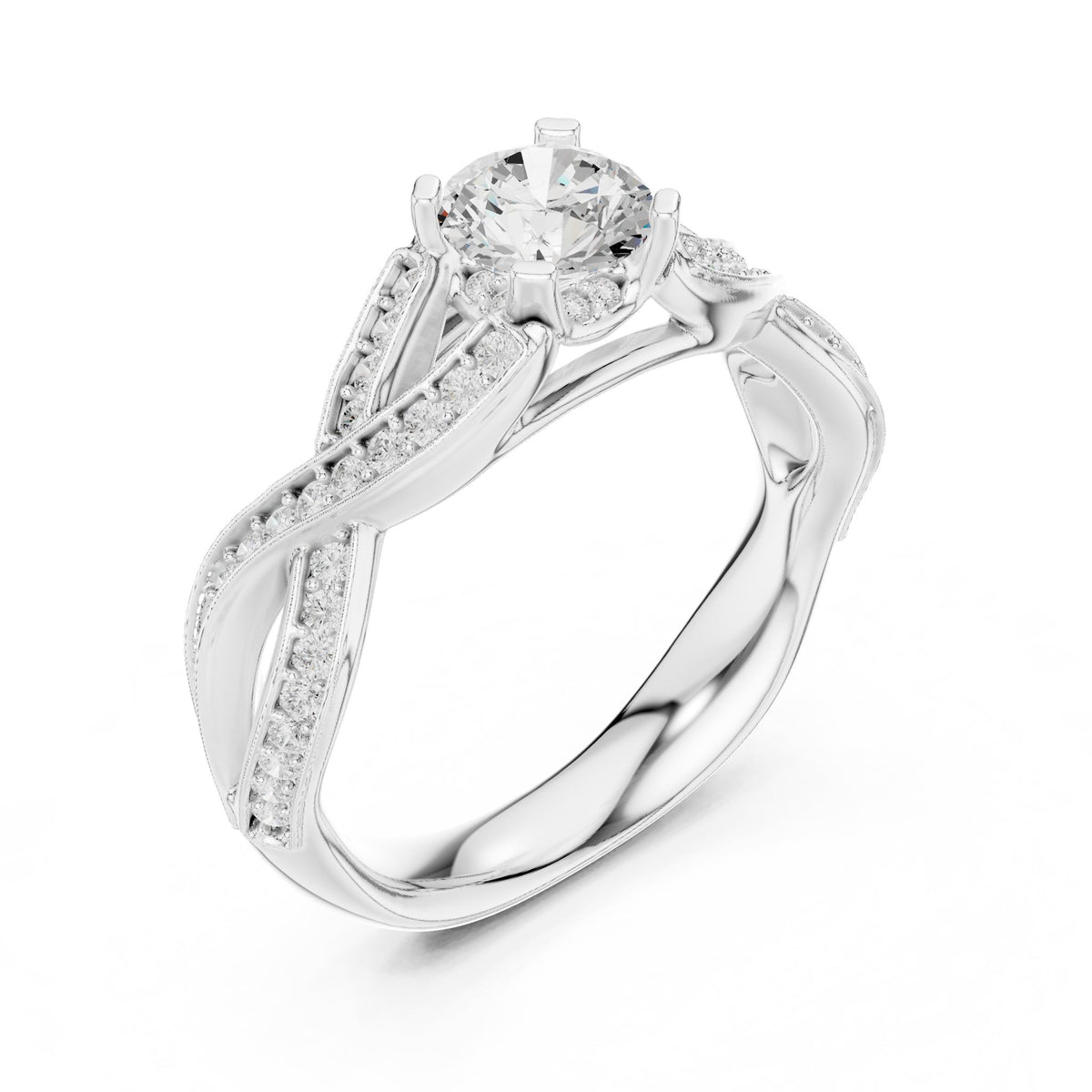 Round Twist Lab Grown Diamond Engagement Ring