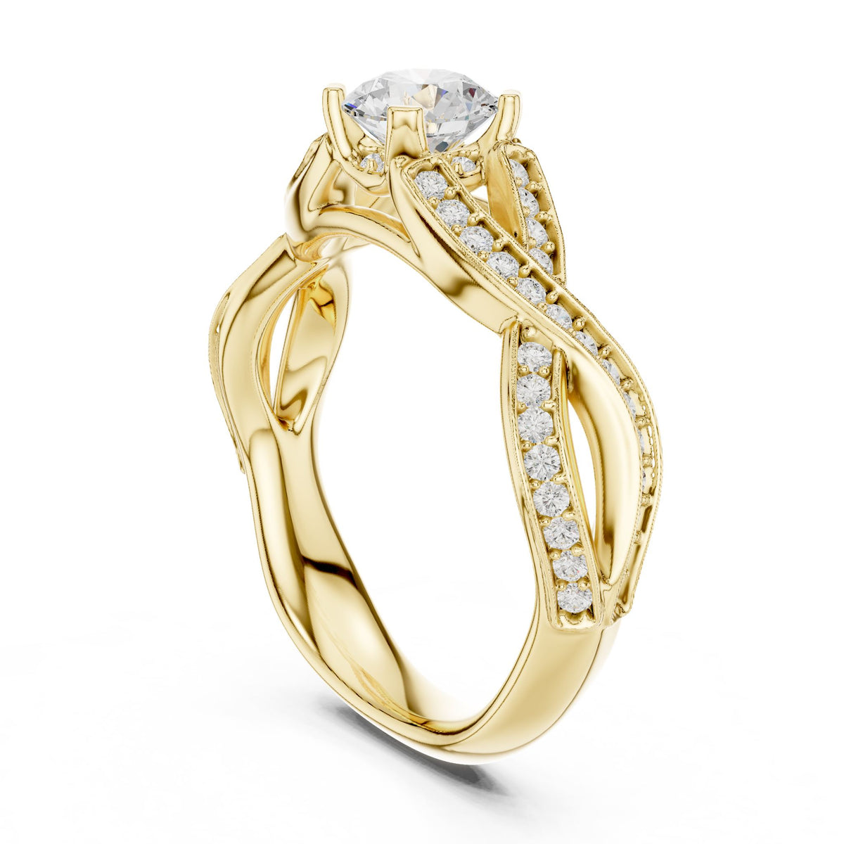 Round Twist Lab Grown Diamond Engagement Ring