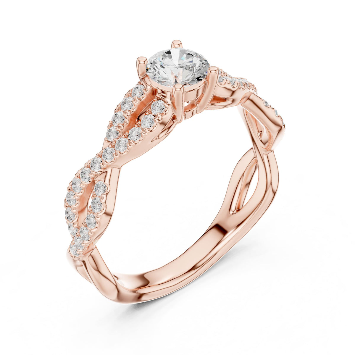 Round Twist Lab Grown Diamond Engagement Ring