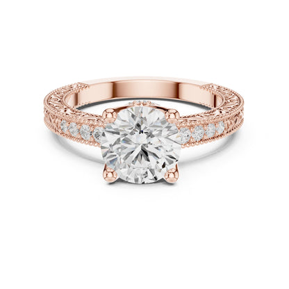 Round Vintage Lab Grown Diamond Engagement Ring