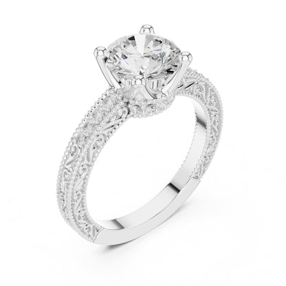 Round Vintage Lab Grown Diamond Engagement Ring