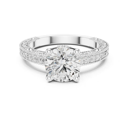 Round Vintage Lab Grown Diamond Engagement Ring