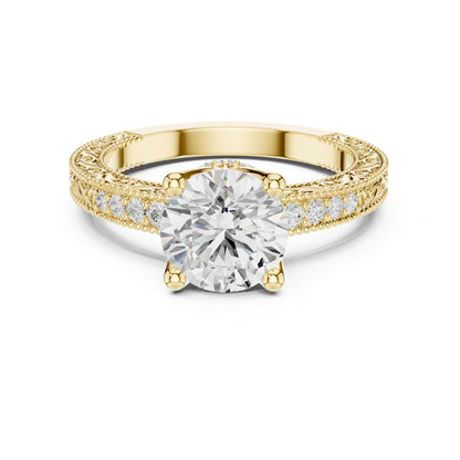 Round Vintage Lab Grown Diamond Engagement Ring