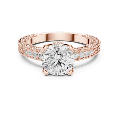 Round Vintage Lab Grown Diamond Engagement Ring