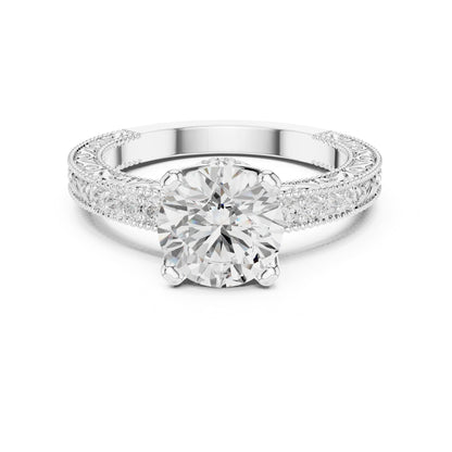 Round Vintage Lab Grown Diamond Engagement Ring