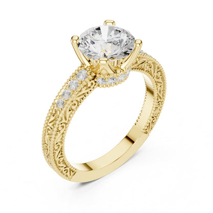Round Vintage Lab Grown Diamond Engagement Ring