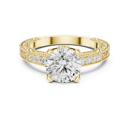 Round Vintage Lab Grown Diamond Engagement Ring