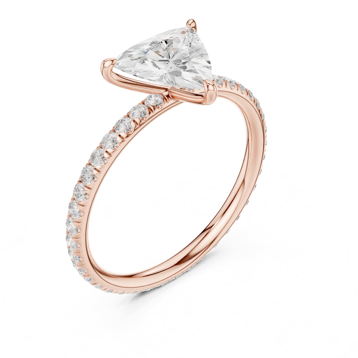 Trillion Accented Lab Grown Diamond Engagement Ring