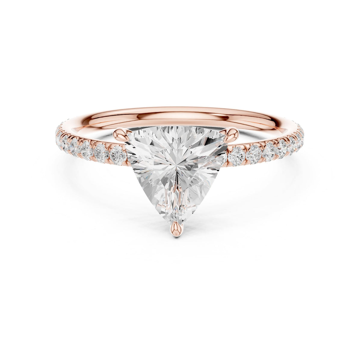 Trillion Accented Lab Grown Diamond Engagement Ring