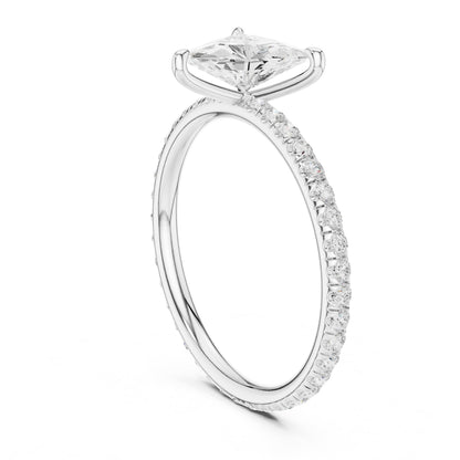 Trillion Accented Lab Grown Diamond Engagement Ring