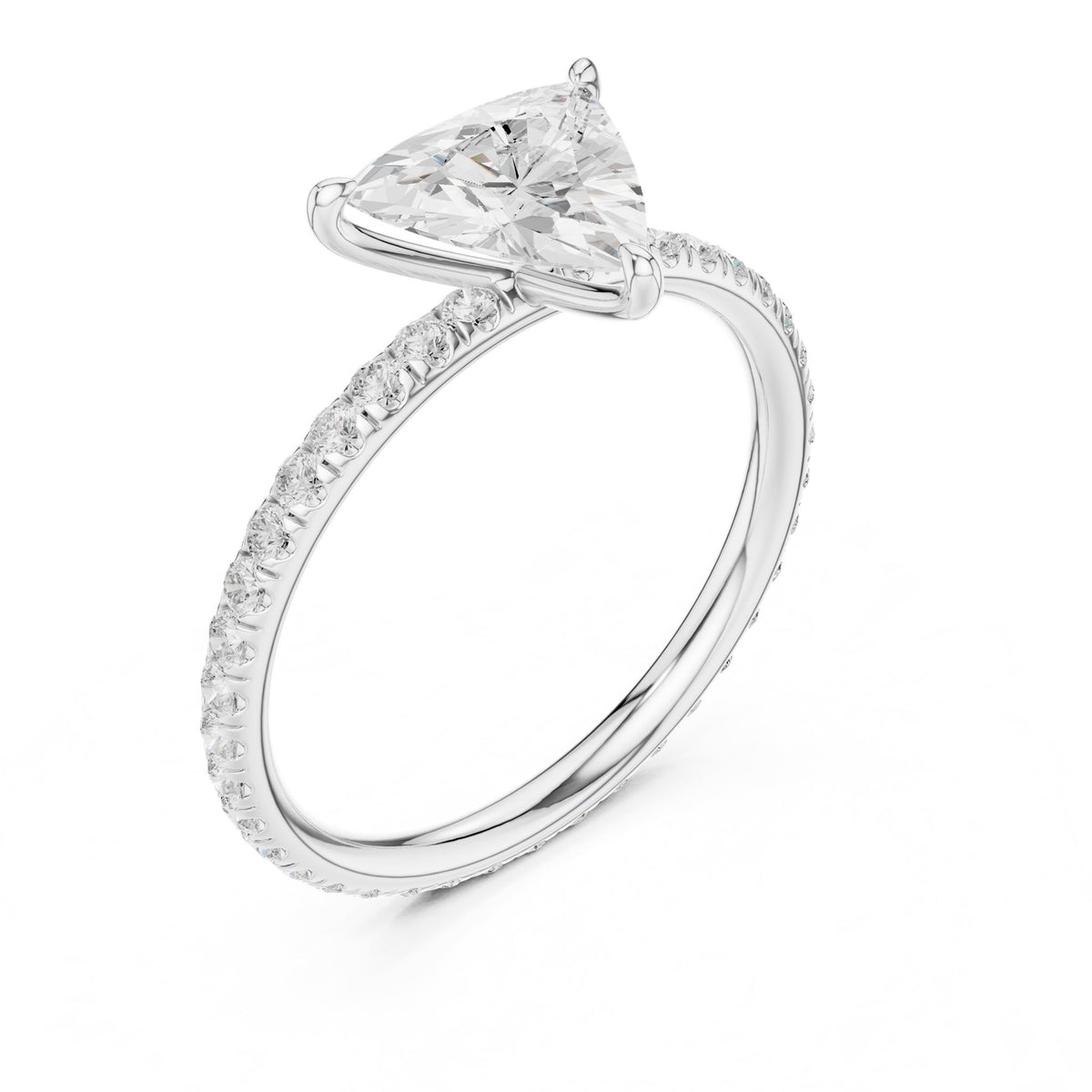 Trillion Accented Lab Grown Diamond Engagement Ring