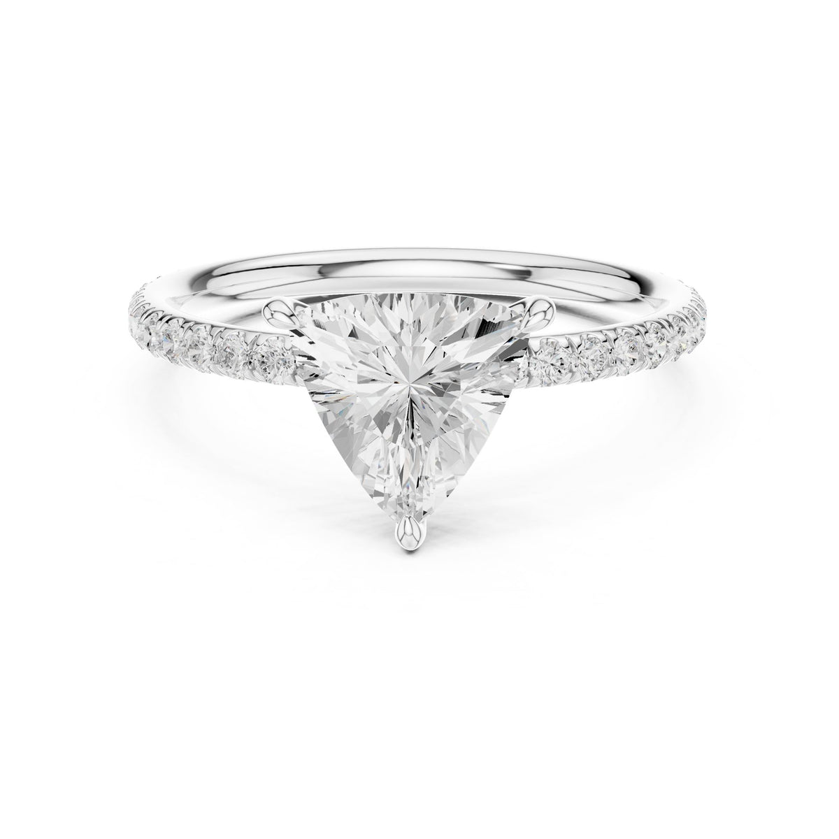 Trillion Accented Lab Grown Diamond Engagement Ring