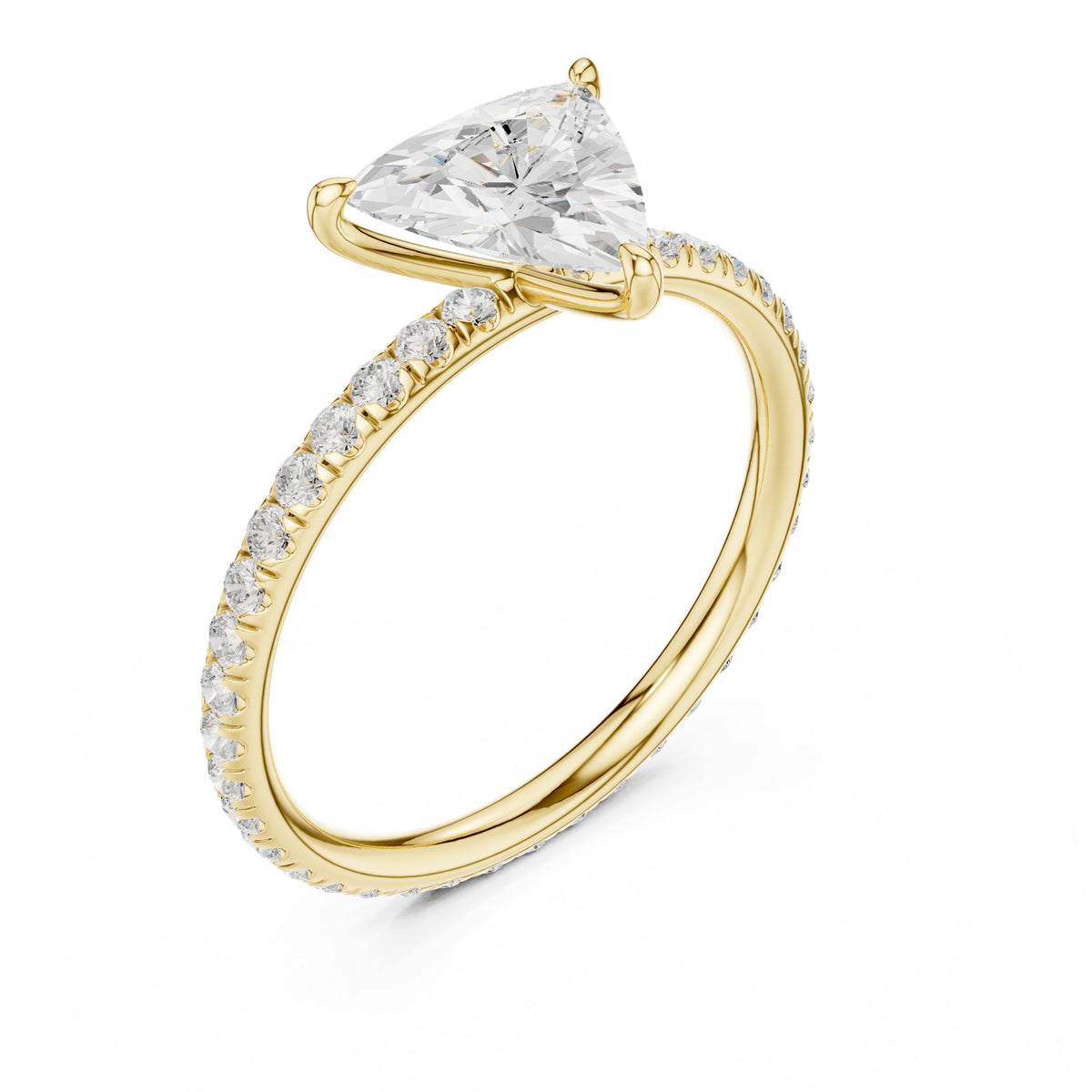 Trillion Accented Lab Grown Diamond Engagement Ring