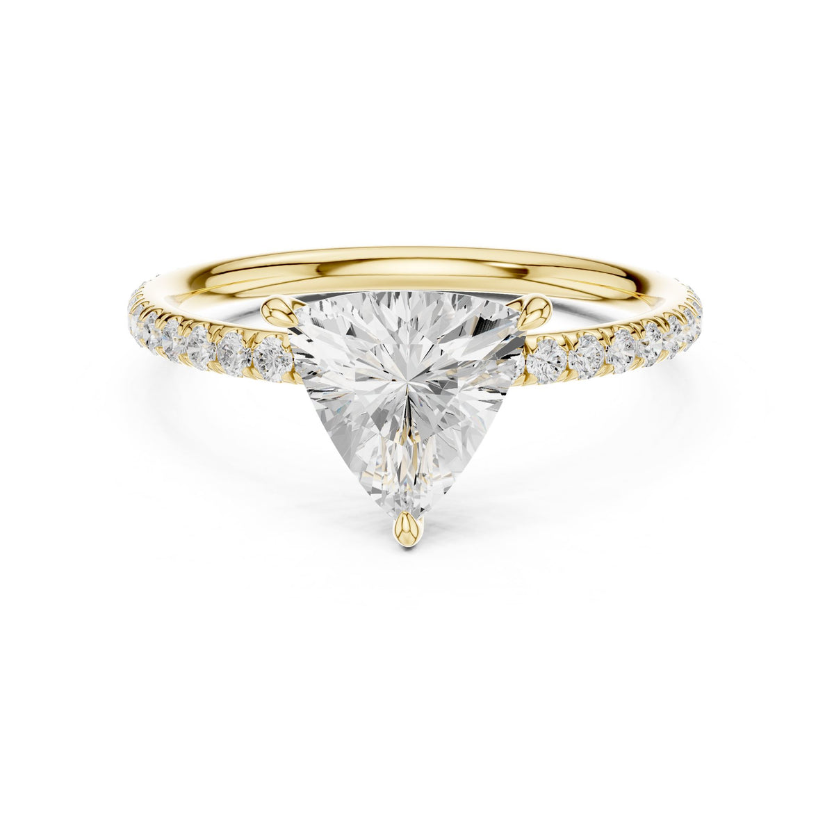 Trillion Accented Lab Grown Diamond Engagement Ring