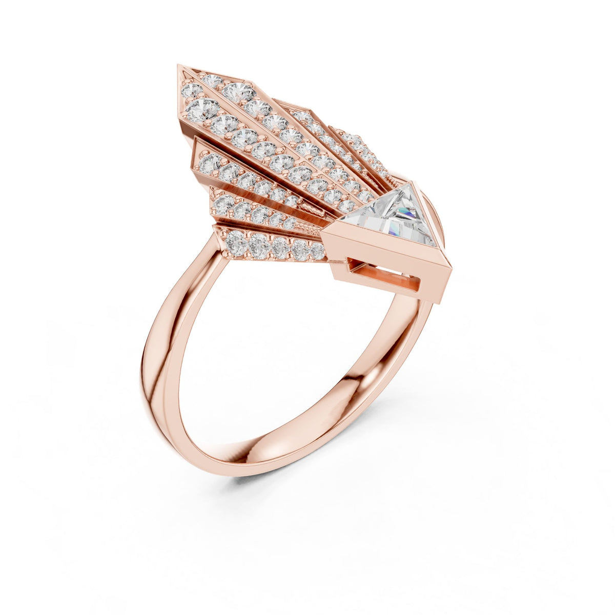 Trillion Accented Lab Grown Diamond Engagement Ring