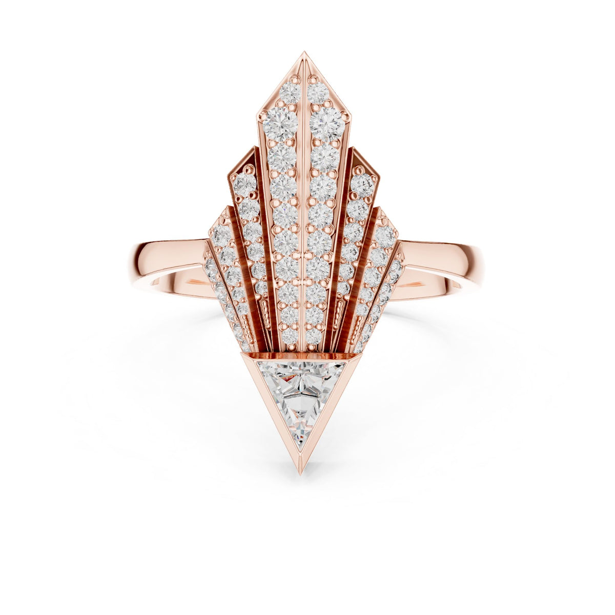 Trillion Accented Lab Grown Diamond Engagement Ring