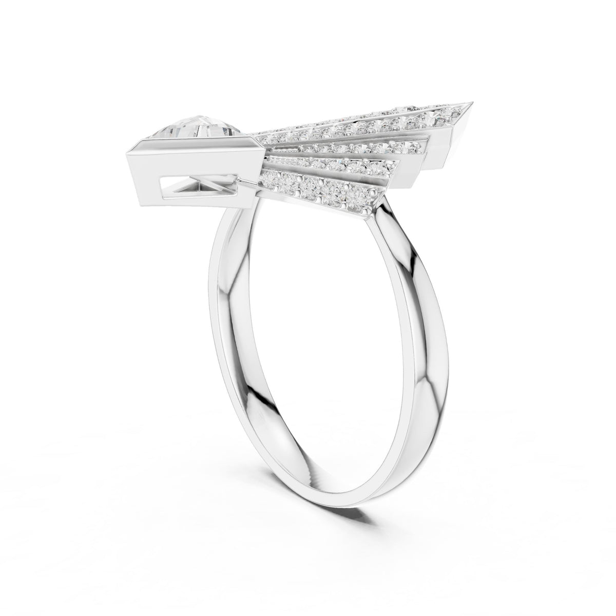 Trillion Accented Lab Grown Diamond Engagement Ring