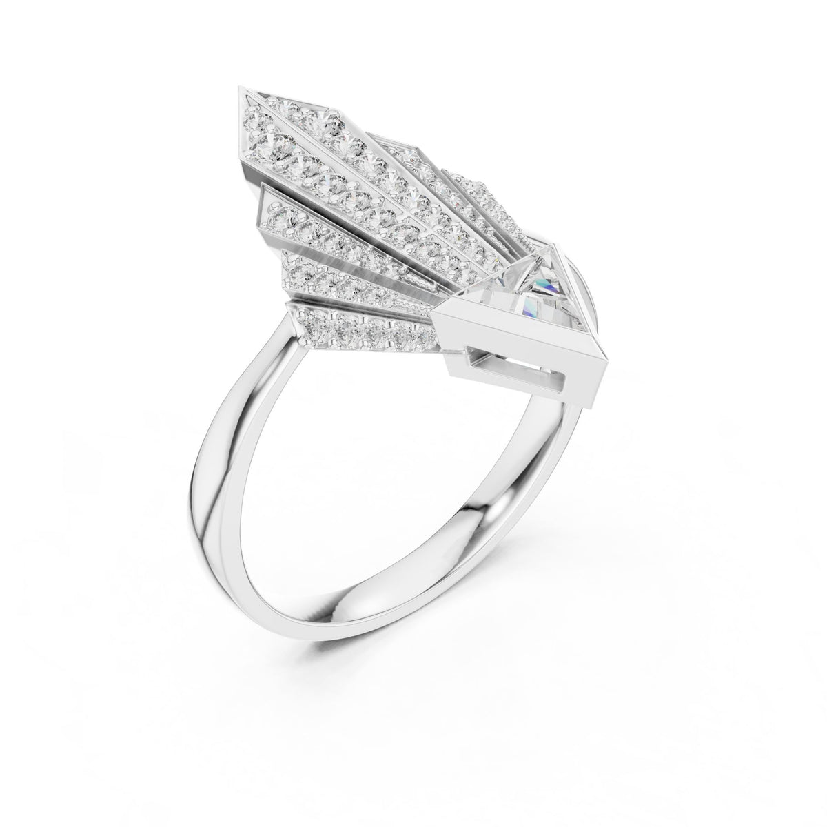 Trillion Accented Lab Grown Diamond Engagement Ring