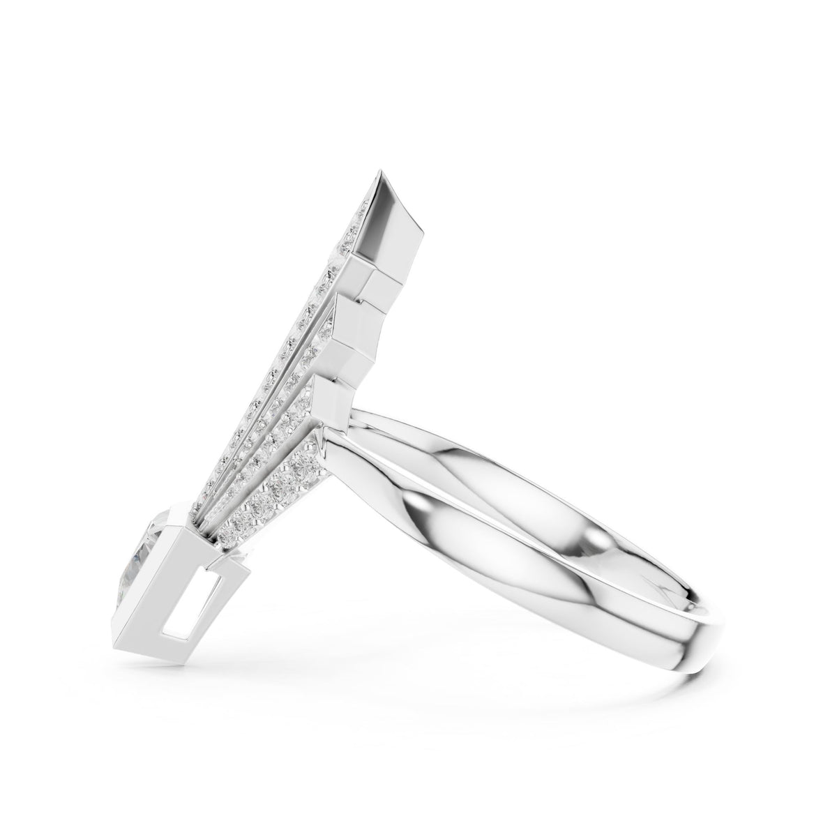 Trillion Accented Lab Grown Diamond Engagement Ring